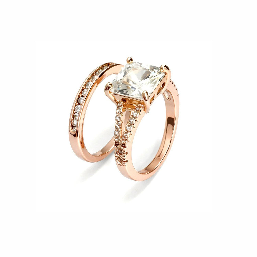 Gold Princess Cut Bridal Ring Set