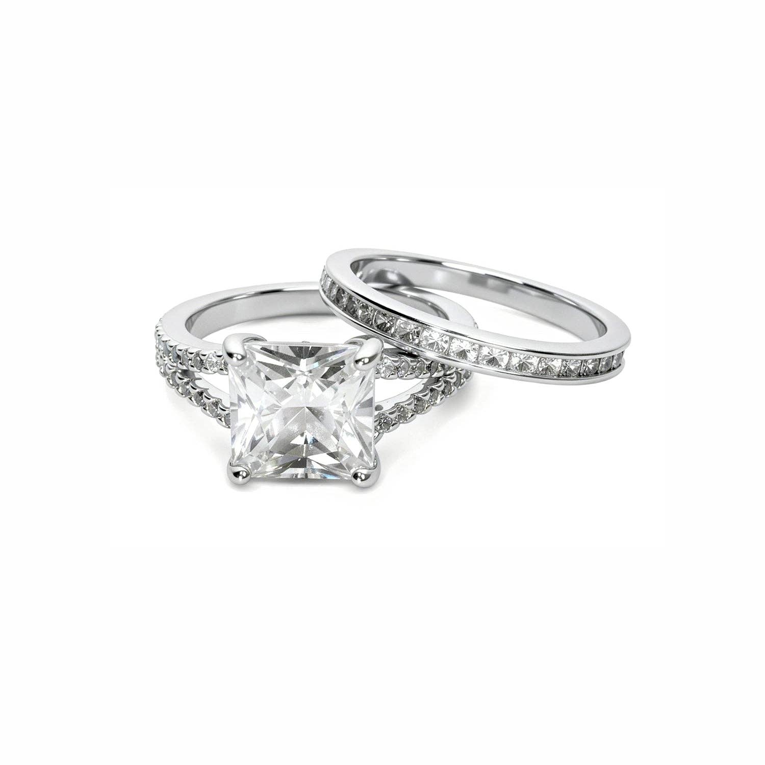 Gold Princess Cut Bridal Ring Set