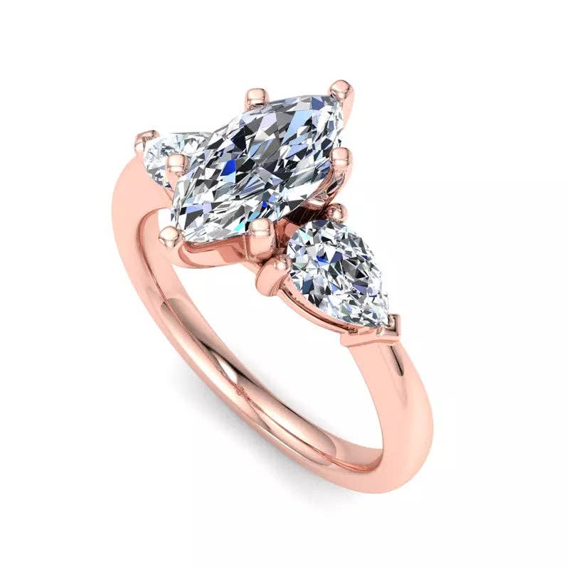 Three-Stone Lab Marquise Engagement Ring
