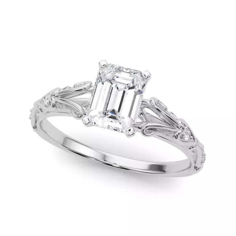 Vintage Inspired Emerald Engagement Ring