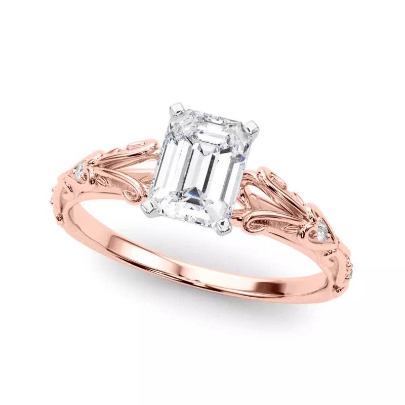 Vintage Inspired Emerald Engagement Ring