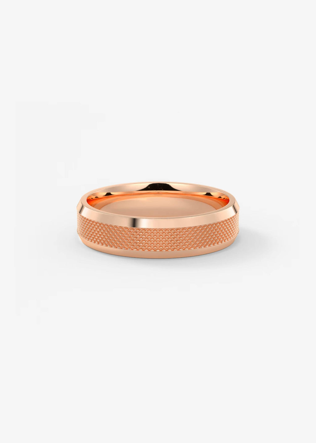 Gold Band with Polished Top and Knurled Texture Sides