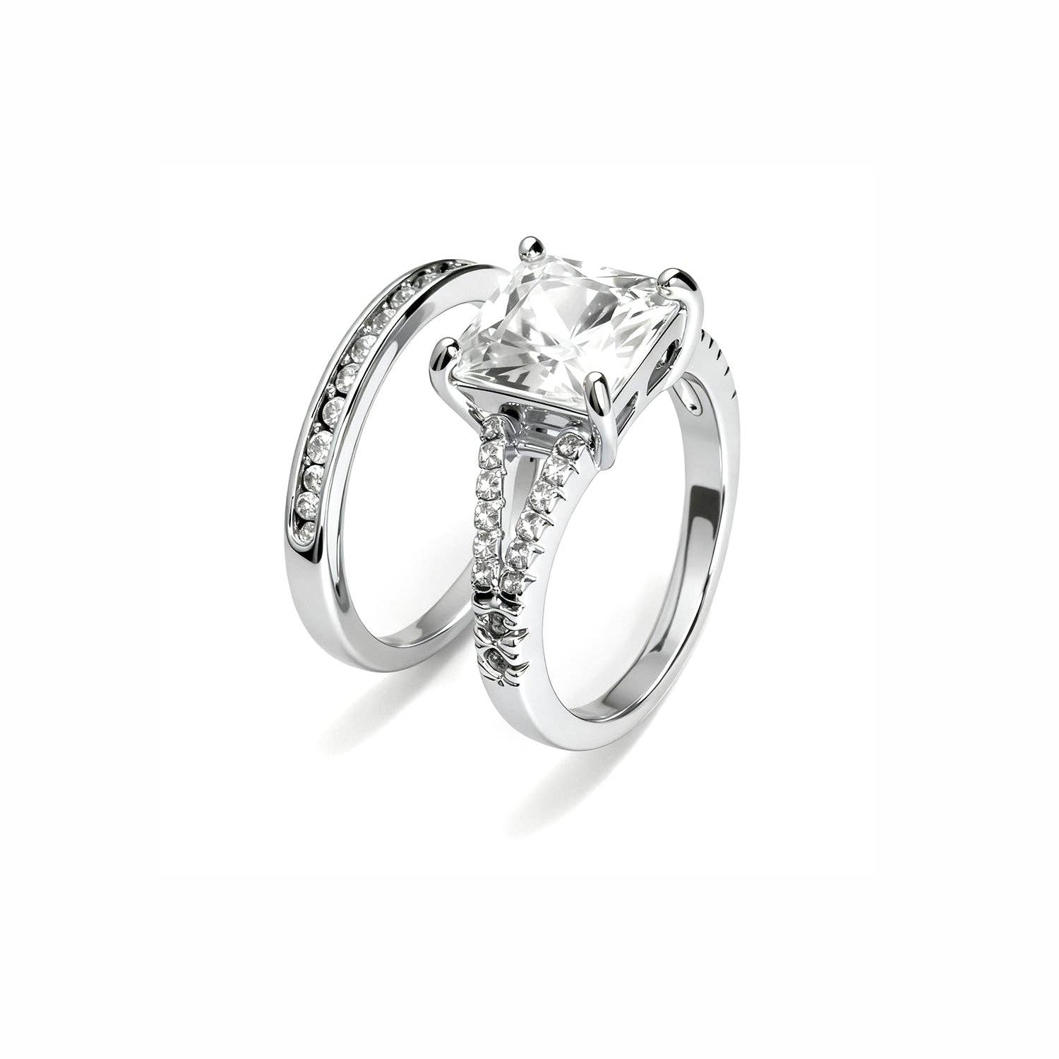 Gold Princess Cut Bridal Ring Set