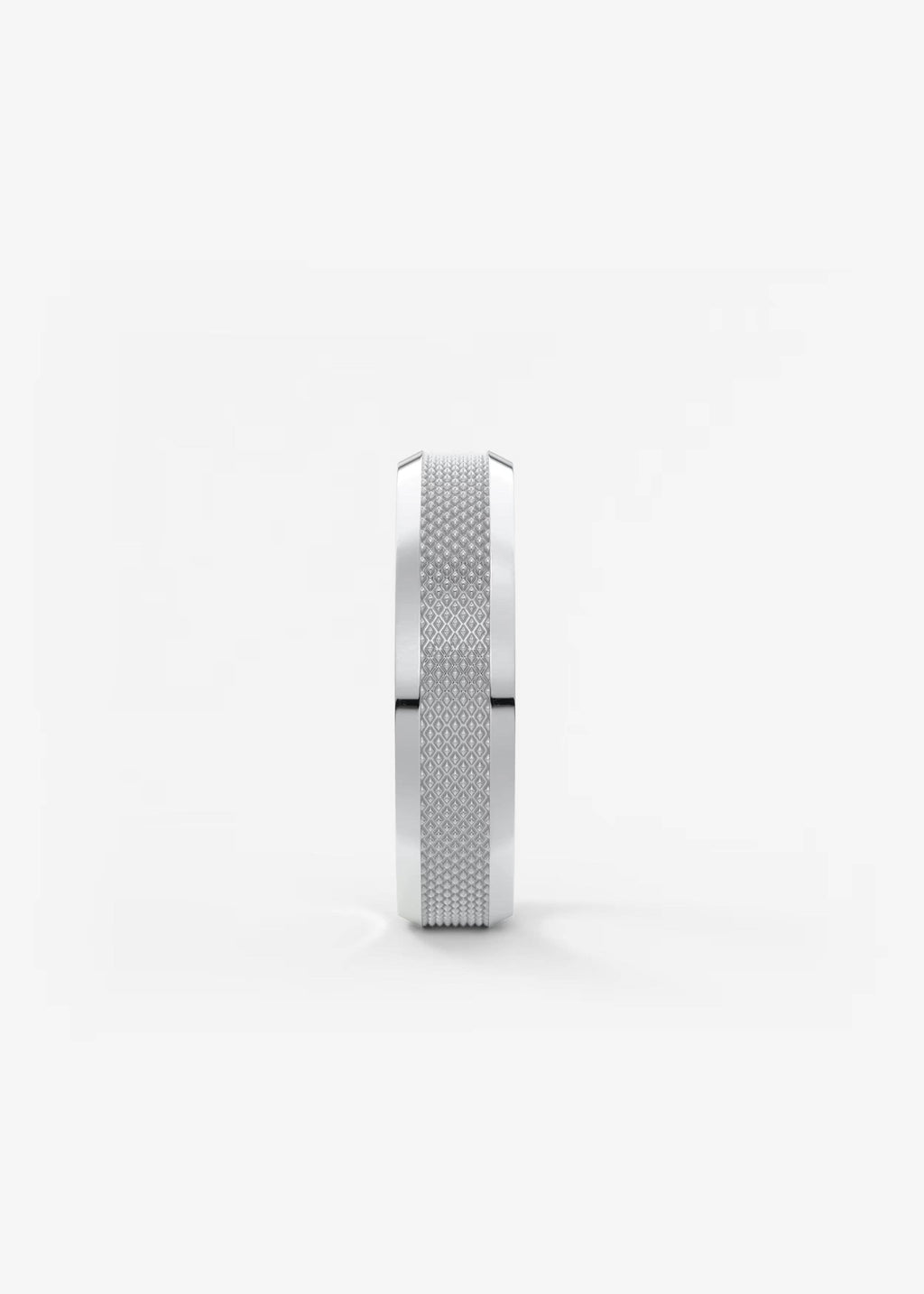 Gold Band with Polished Top and Knurled Texture Sides
