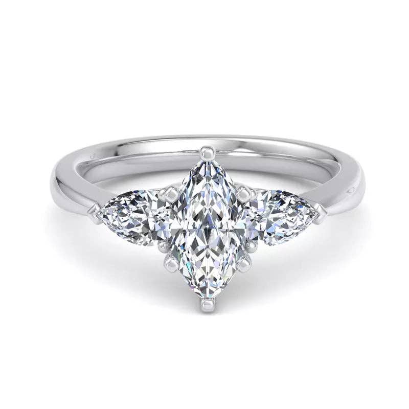 Three-Stone Lab Marquise Engagement Ring
