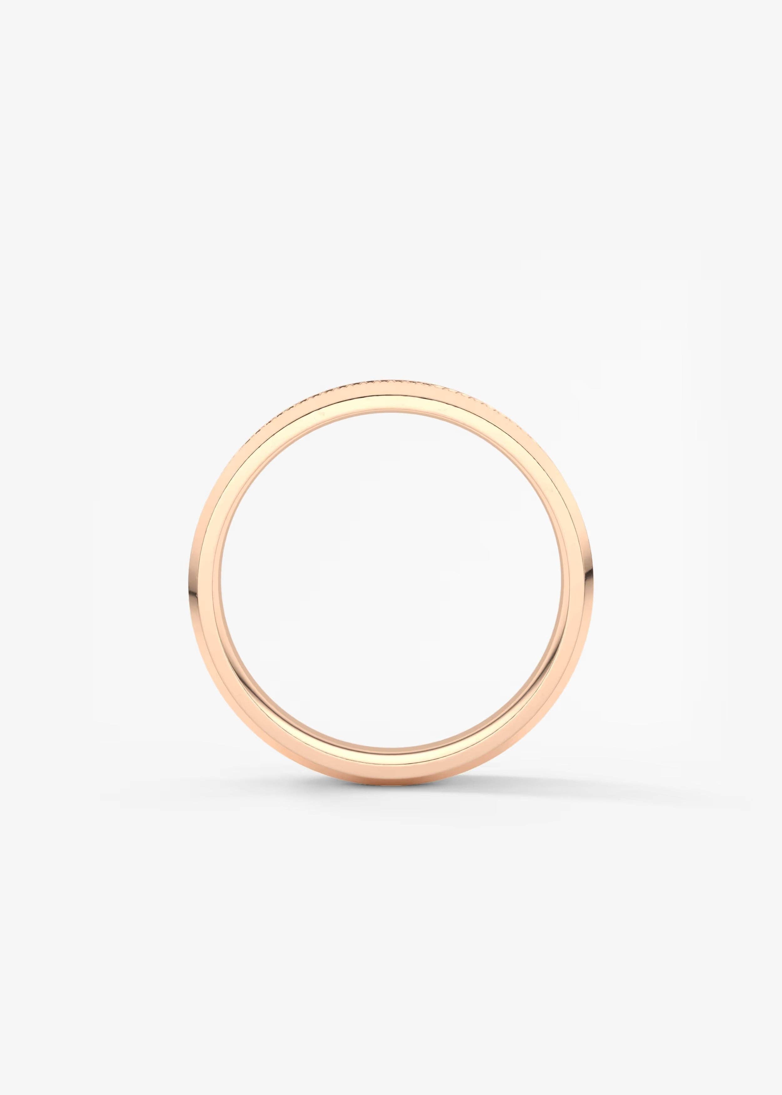 Gold Band with Polished Top and Knurled Texture Sides