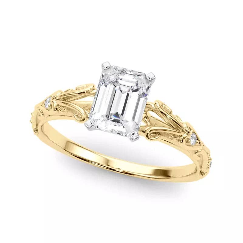 Vintage Inspired Emerald Engagement Ring