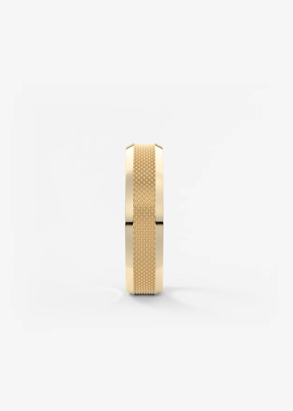 Gold Band with Polished Top and Knurled Texture Sides