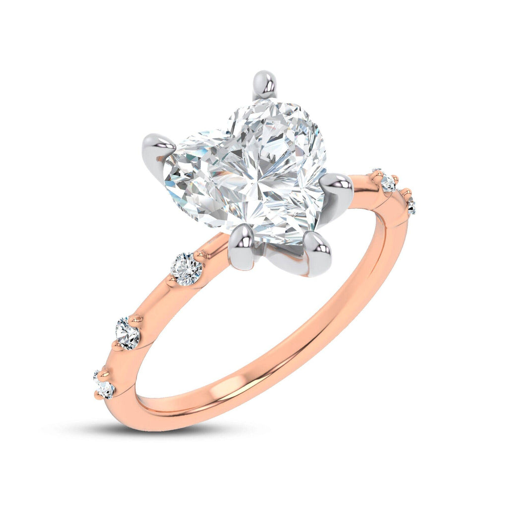Starlight Spaced Diamond Engagement Heart Ring