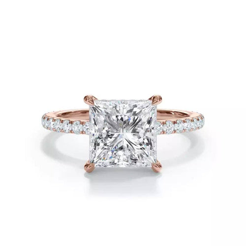 Pavé Hidden Halo Princess Engagement Ring
