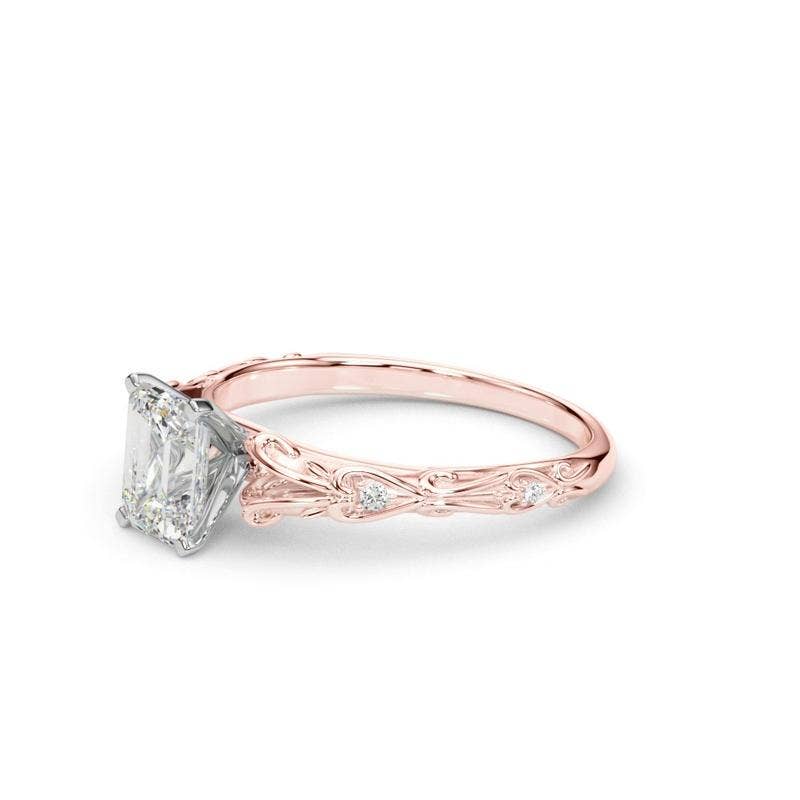 Vintage Inspired Emerald Engagement Ring