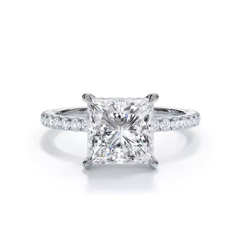 Pavé Hidden Halo Princess Engagement Ring