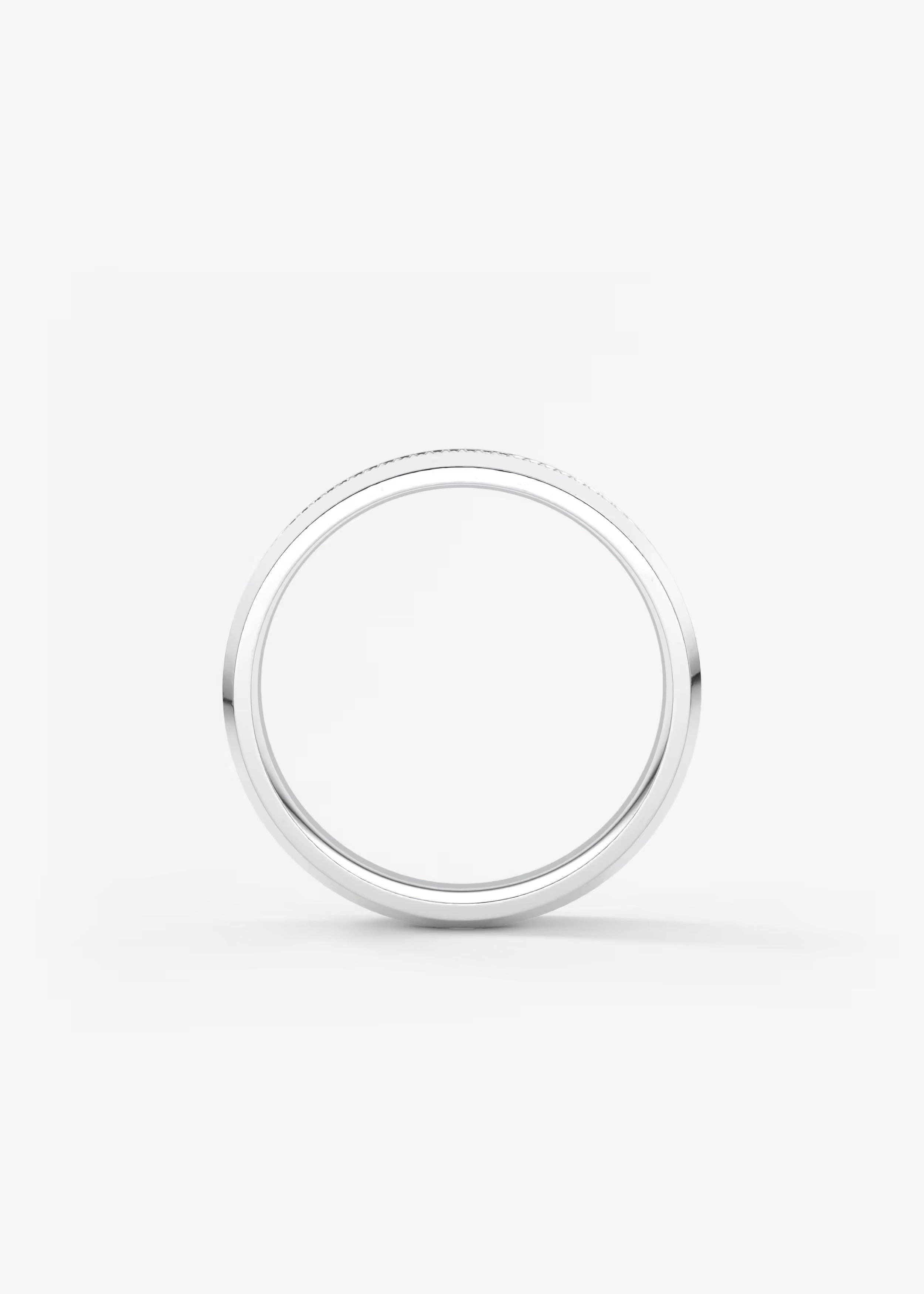 Gold Band with Polished Top and Knurled Texture Sides